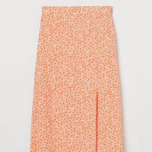 NWT H&M Size 0 Coral Floral High Waisted Skirt